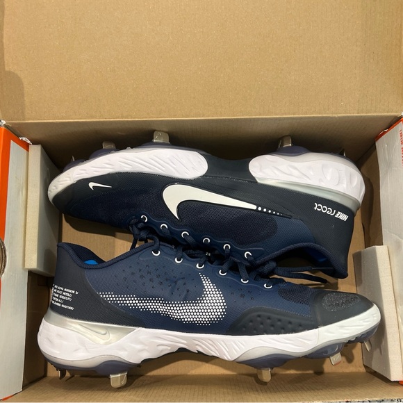 Size 12 Nike Alpha Huarache Elite 3 Baseball Cleats Navy Blue White CK0746-401